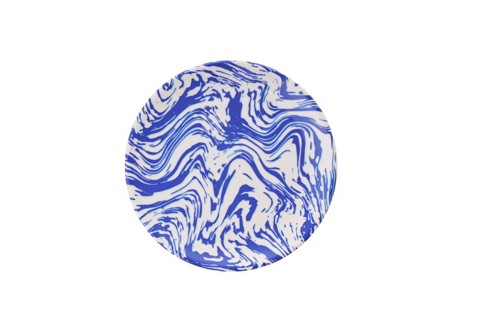 Hermia Juego de Platos para Postre Blue Wave, 6 Unidades, Porcelana Azul y Blanco, 19.3 x 19.3 x 2 cm